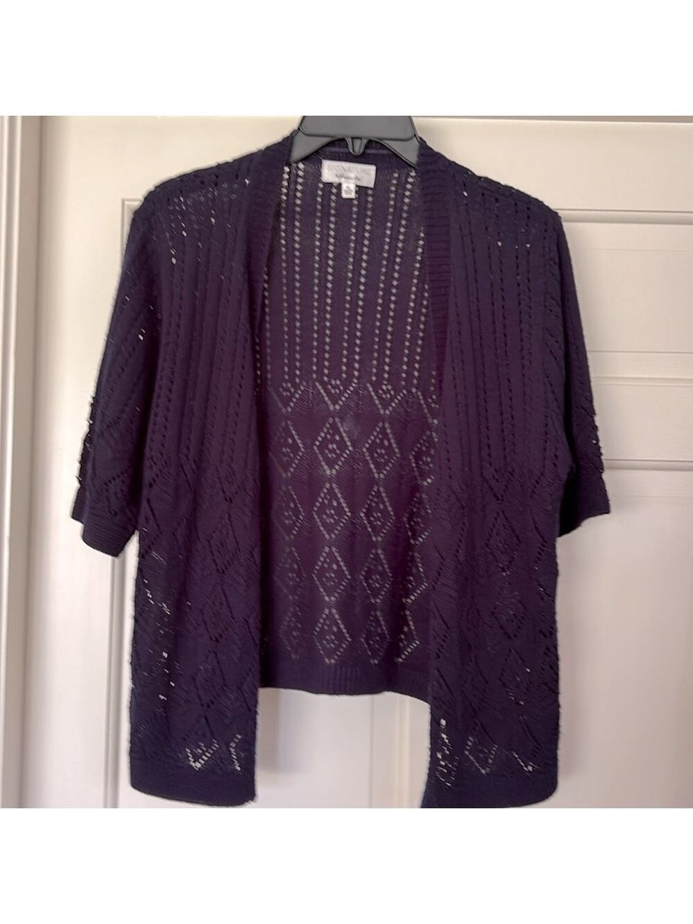 Travel Pointelle Cardigan Sweater Knit Signature Robbie Bee Petite PL Like New